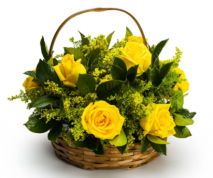 Cesta com 9 Rosas Amarelas