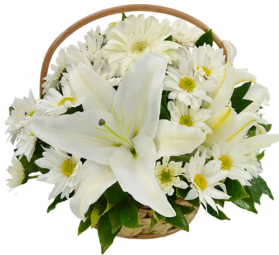 Cesta de Flores do Campo Brancas